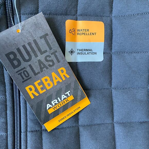 Ariat Rebar Regulatory Full Zip Hooded Insulated Jacket Men XXL Black NWT - Picture 8 of 16